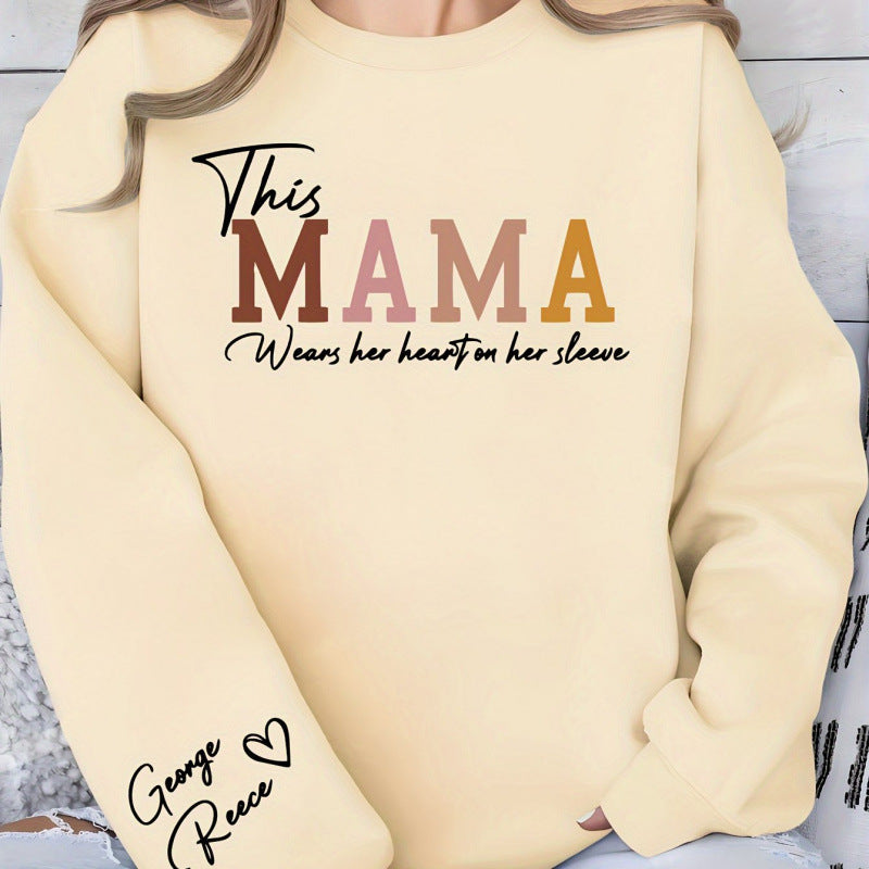 Dame sweatshirt med inspirerende mamma trykk og komfortabel passform Skjora