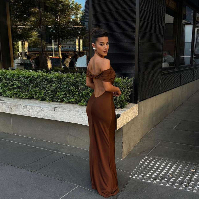 Dame Off-Shoulder Maxikjole Skjora