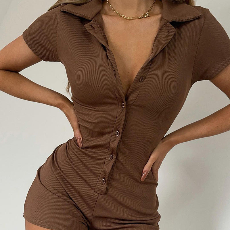 Dame figursydd Playsuit med knapper og kort benlengde Skjora