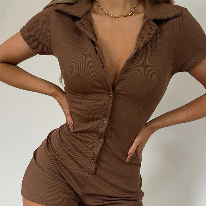 Dame figursydd Playsuit med knapper og kort benlengde Skjora