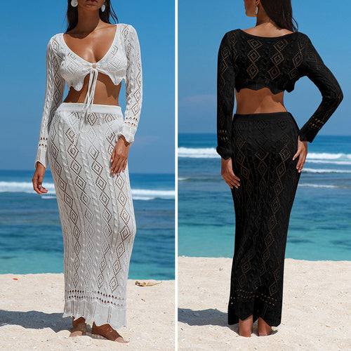Damen Strick-Maxi-Set mit verstellbarem Bund und Schleifenverschluss Skjora
