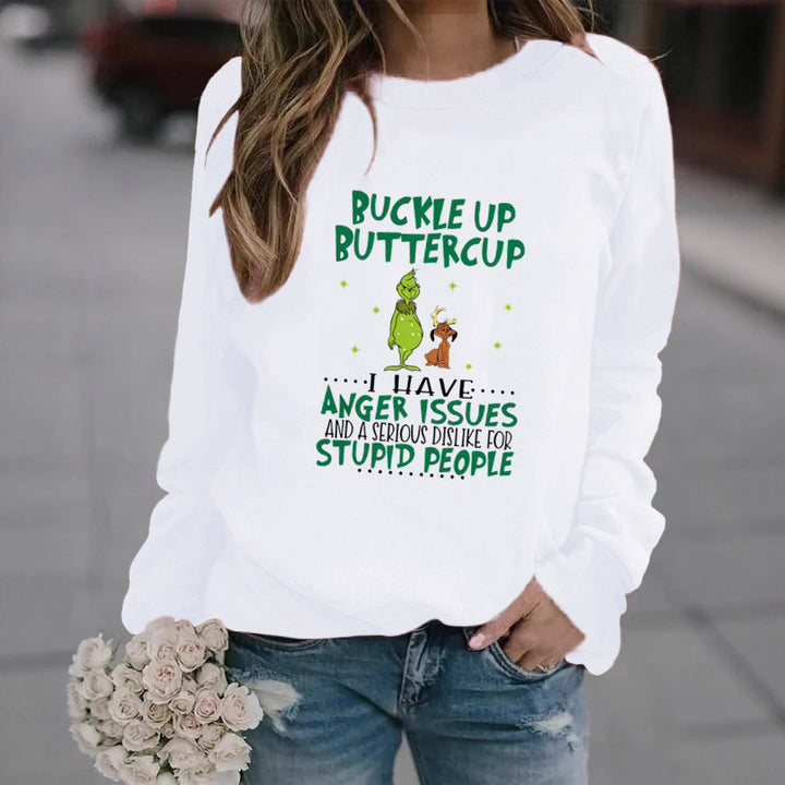 Kvinne sweatshirt med humoristisk sitat og kreativt design Skjora