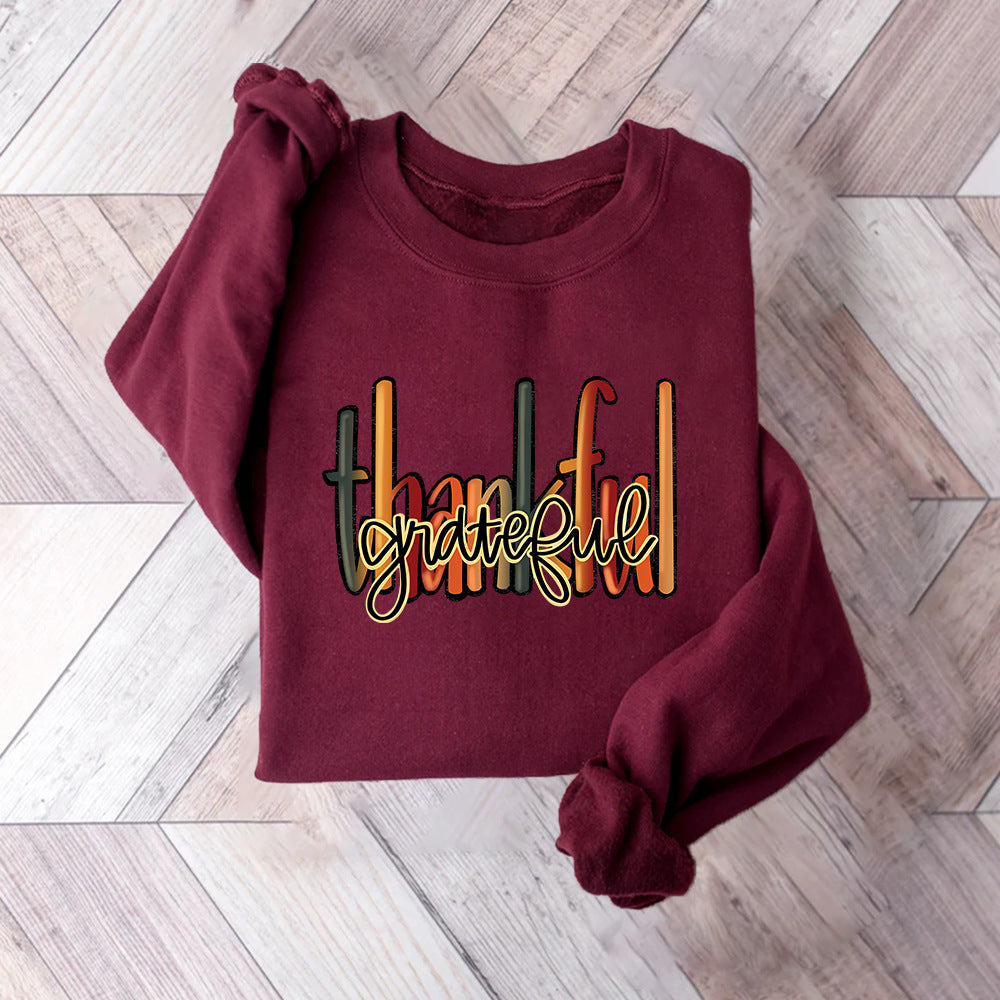 Dames sweatshirt med kreativ "thankful" tekst og behagelig passform Skjora