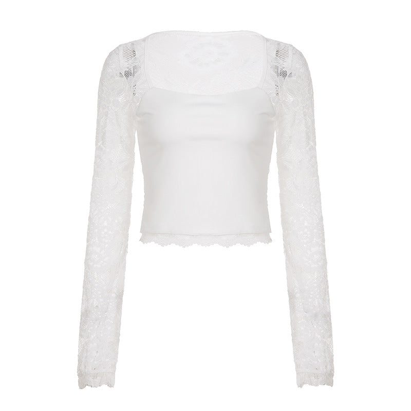 Damer elegant spiss topp med lange ermer Skjora