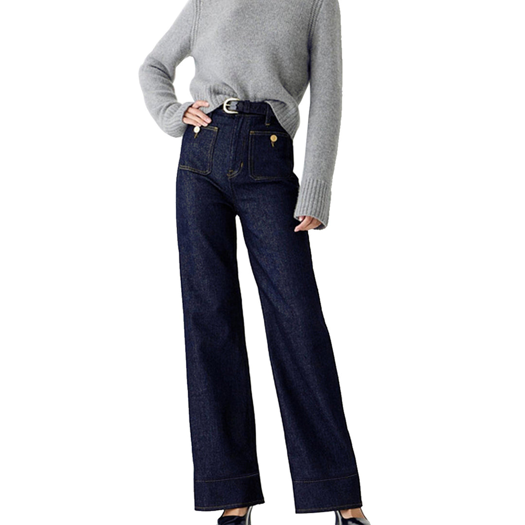 Dame Bredde Komfortable Jeans med høy midje Skjora