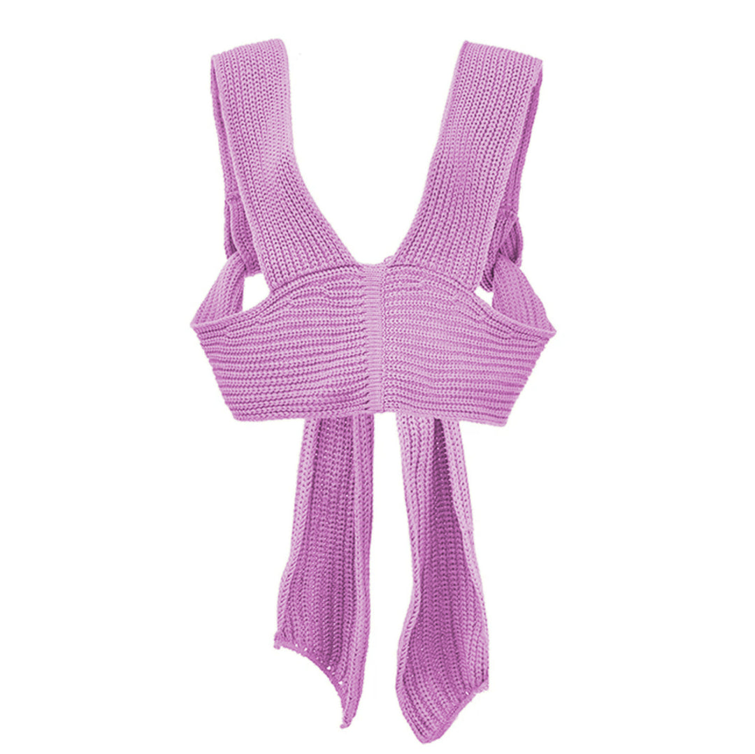 Damer strikket Crop-Top med raffinerte ryggdetaljer Skjora
