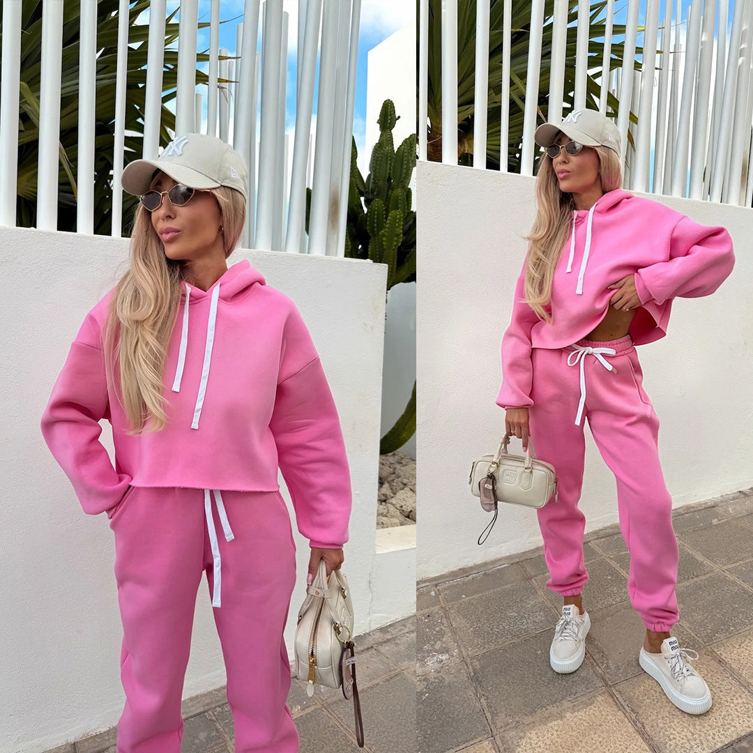 Kvinne casual cropped treningsdress med høy krage og elastisk liv Skjora
