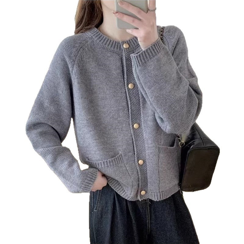 Dame Knapplist Cardigan med Lommer Skjora