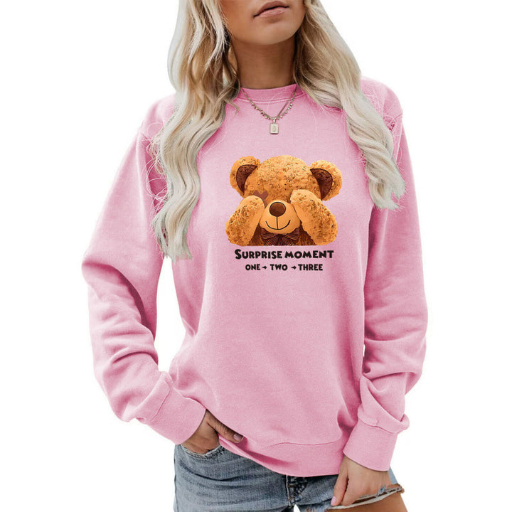 Kvinnens fritidsgenser med søtt bjørndesign Skjora