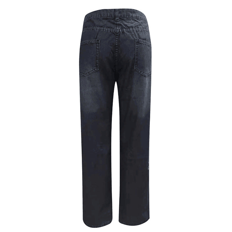 Dame moteriktig Destroyed Jeans i avslappet snitt med høye lommer og unike detaljer Skjora