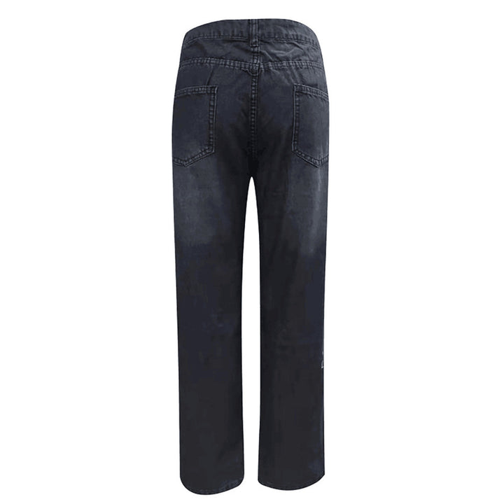 Dame moteriktig Destroyed Jeans i avslappet snitt med høye lommer og unike detaljer Skjora