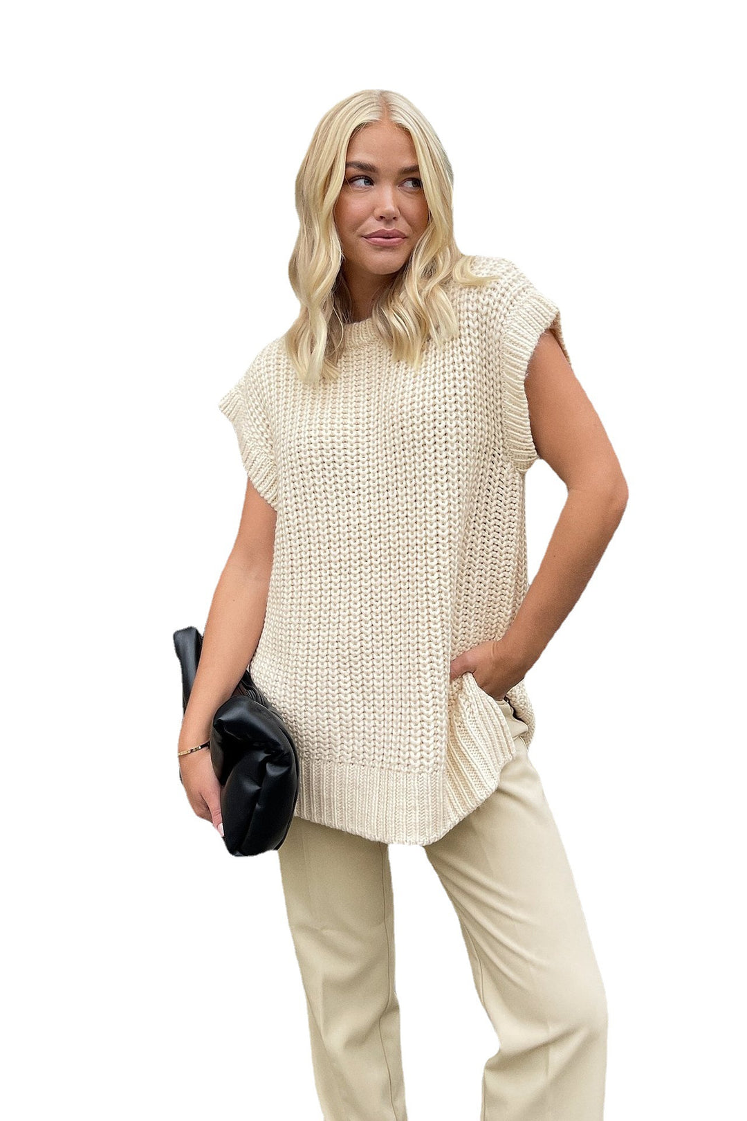 Dame Oversized Strikketopp med avslappet snitt Skjora
