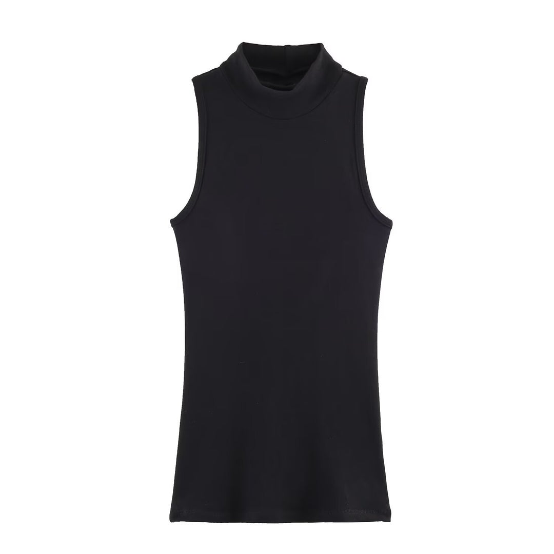 Dame rullekrage tanktop i mykt stretchmateriale Skjora