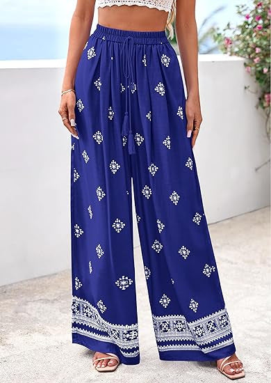 Dame bred sommerbukse med Boho-mønster Skjora
