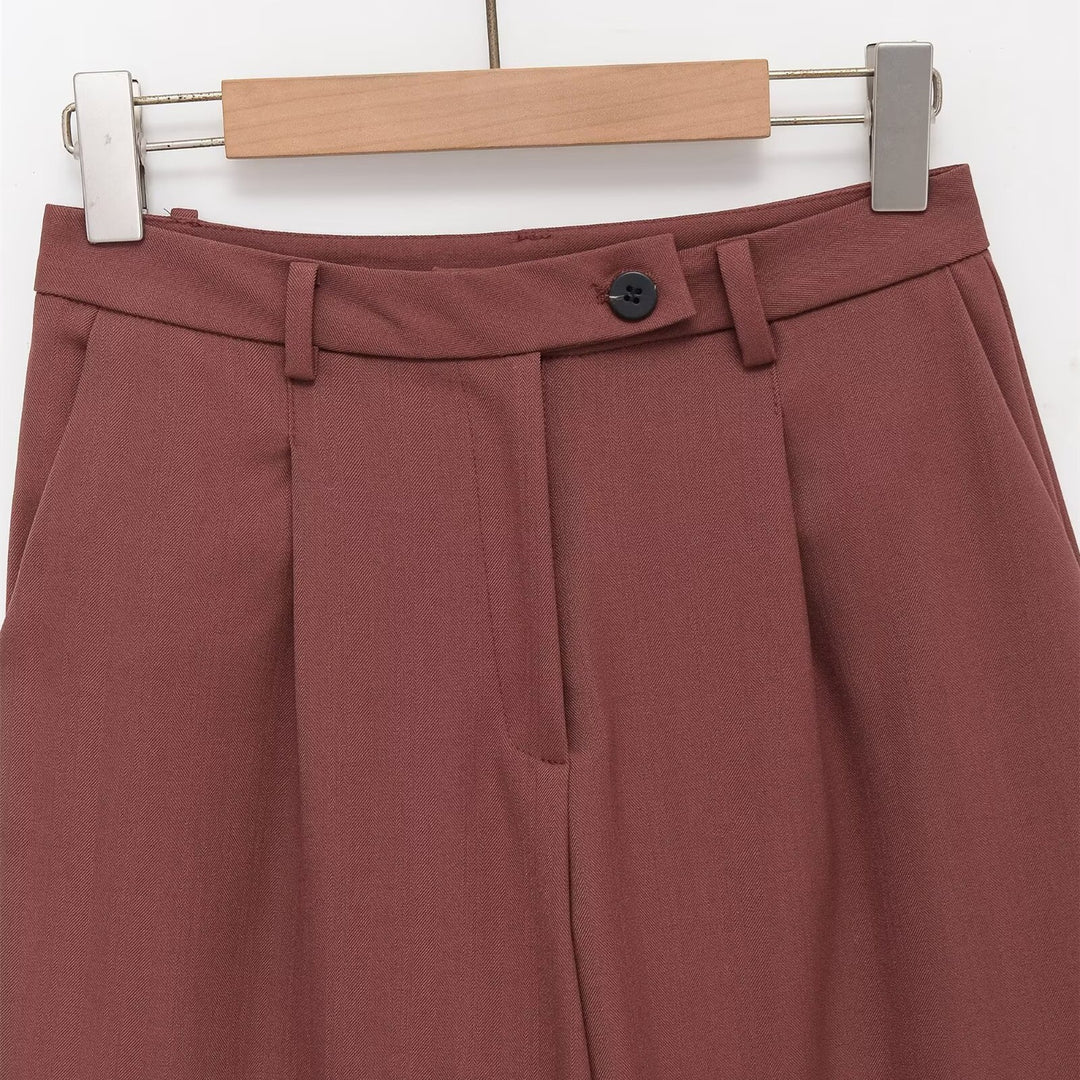 Dame vide høyt liv-shorts med elegant folder Skjora