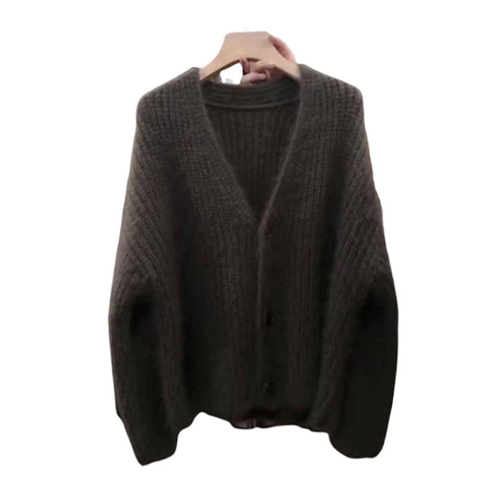 Dame Fleece Cardigan med Knapp og Casual Cut Skjora