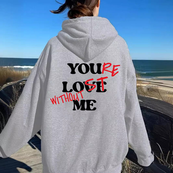Dame Oversized Hoodie med Inspirerende Trykk Skjora