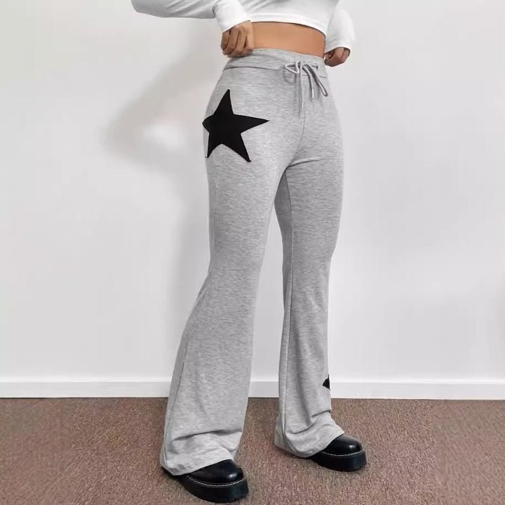 Dame casual sweatpants med vid ben og stjernemotiv Skjora