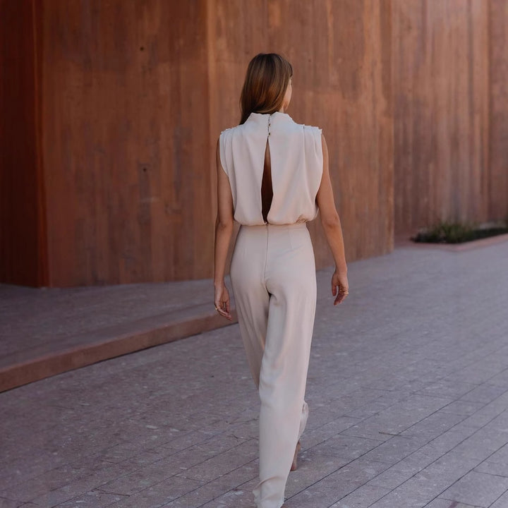 Damer Elegant Jumpsuit med høy hals og vide ben Skjora