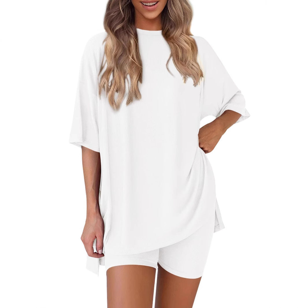 Damer Løst Lounge-set med oversized topp og korte bukser Skjora
