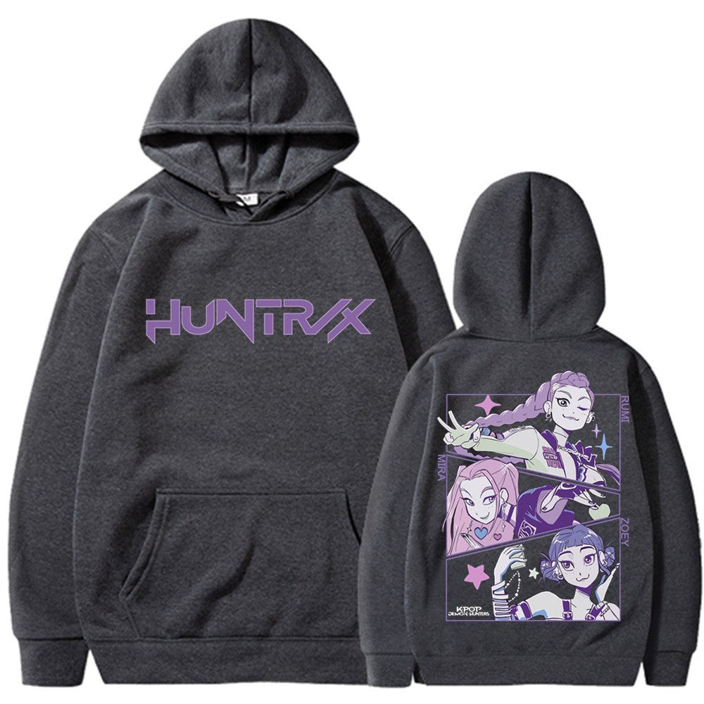 Dame het hoodie med kunstnerisk anime trykk Skjora