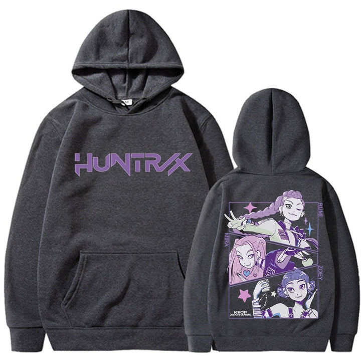 Dame het hoodie med kunstnerisk anime trykk Skjora