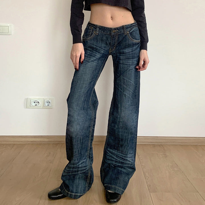 Damer Vidje Jeans i Vintage-stil med høy midje og stilige stikninger Skjora