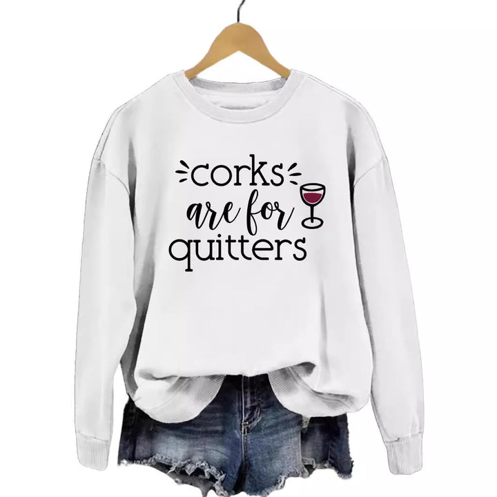 Dame sweatshirt med kreativt slogan og avslappet snitt Skjora