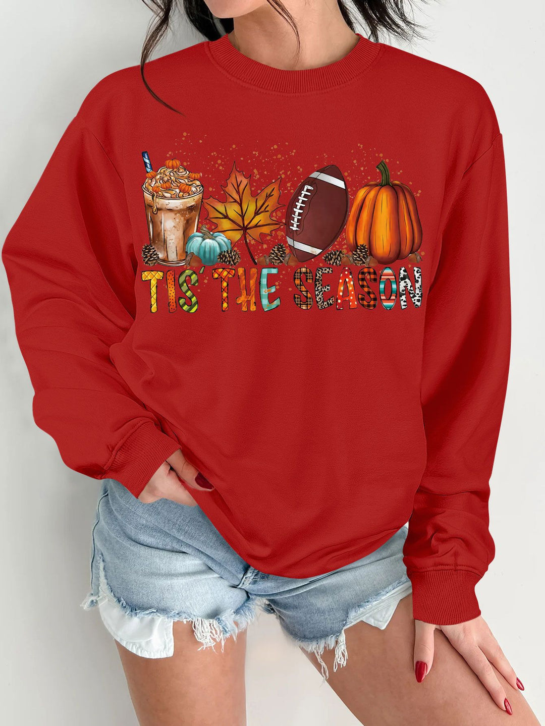 Dame sweatshirt med høstmotiv og avslappet snitt Skjora