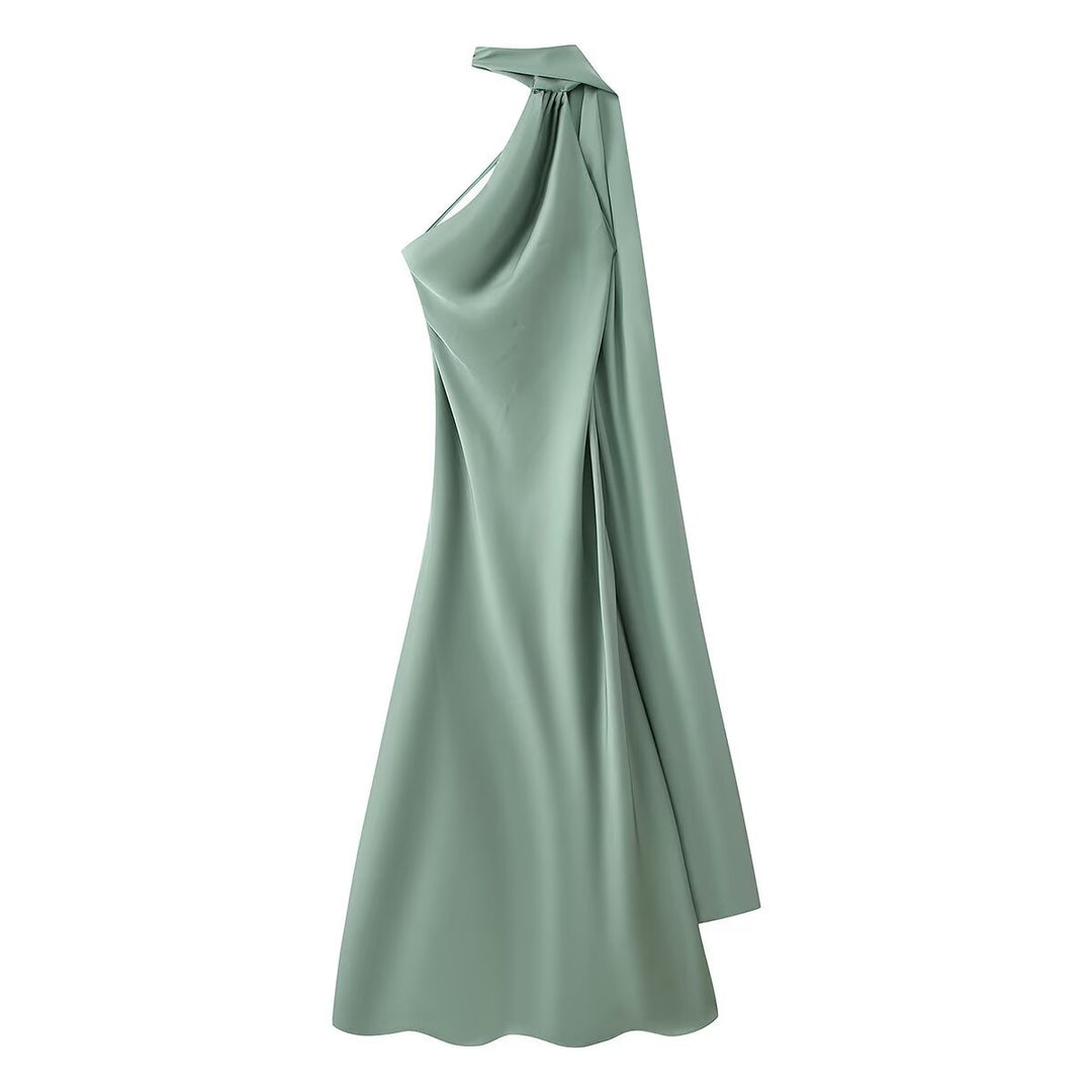 Dame Maxikjole med elegant halterneck og flytende snitt Skjora