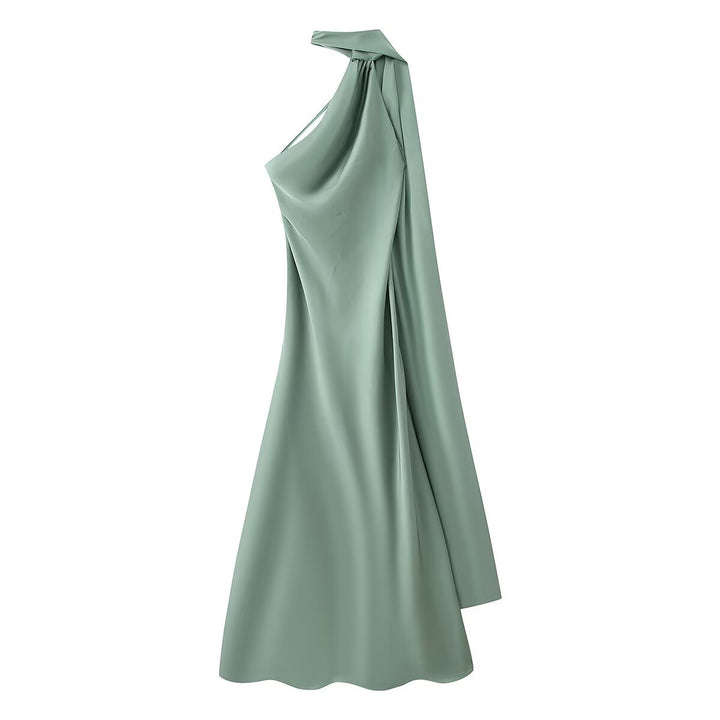 Dame Maxikjole med elegant halterneck og flytende snitt Skjora