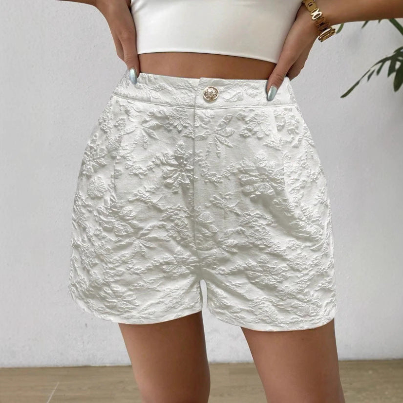Dame Mote Shorts med Blomsterbroderi Skjora
