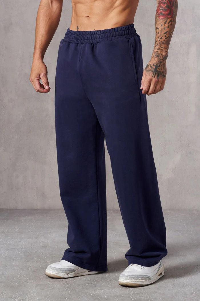 Herre Baggy Joggebukser med Elastisk Liv og Lommer på Siden Skjora