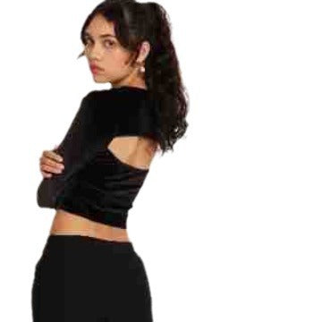 Dame Cropped Langermet topp med innovativt cut-out-design Skjora
