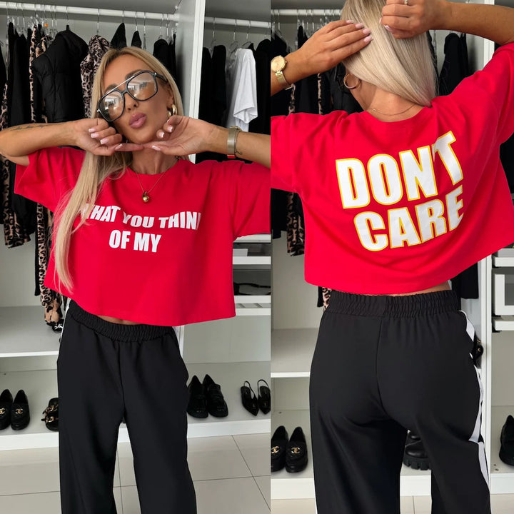 Damer casual crop topp og brede joggerbukser sett Skjora