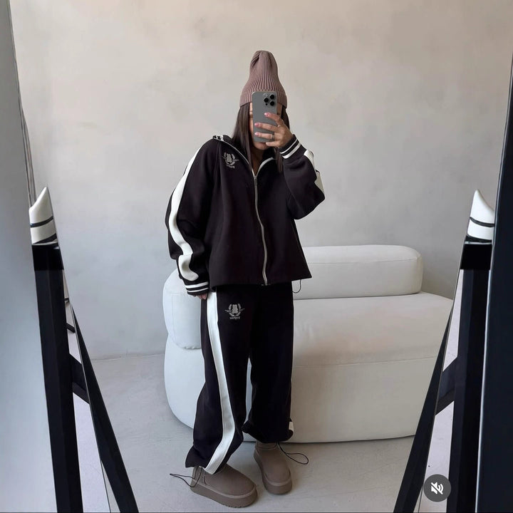 Kvinners sporty loungewear-sett med høyhalset glidelås og behagelige bukser Skjora