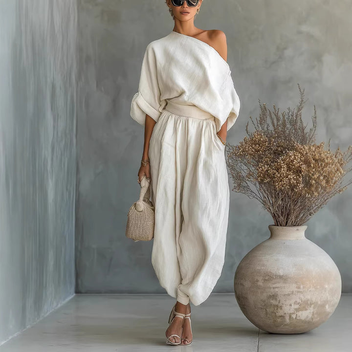 Dame Lifestyle Jumpsuit med en-sidig utringning og løs silhuett Skjora