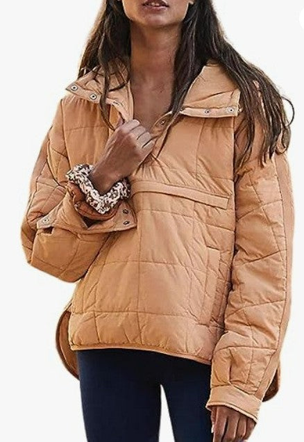 Kvinne Plus Size Polstret Jakke med Hette Skjora