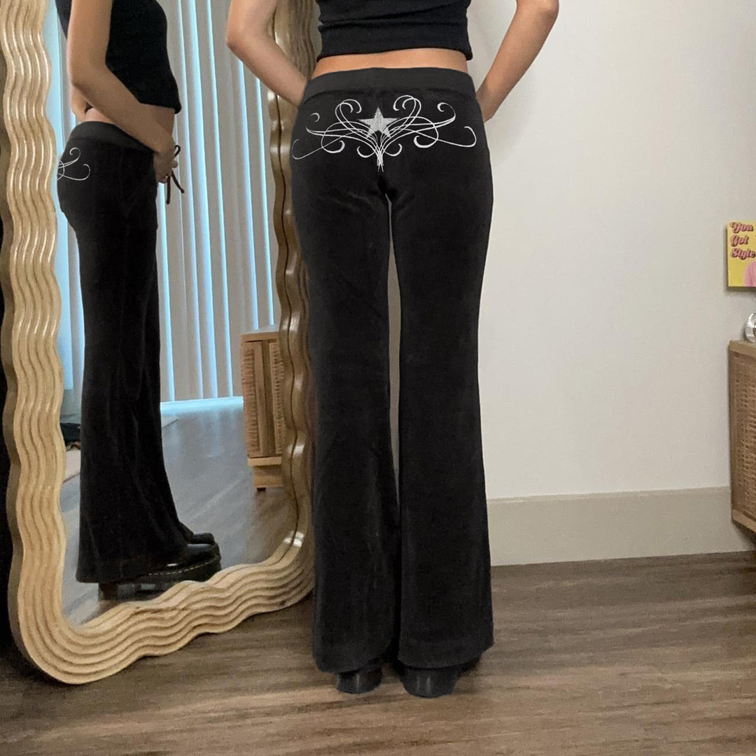 Dame elegant slengbukse med glitterstjernedetalj Skjora