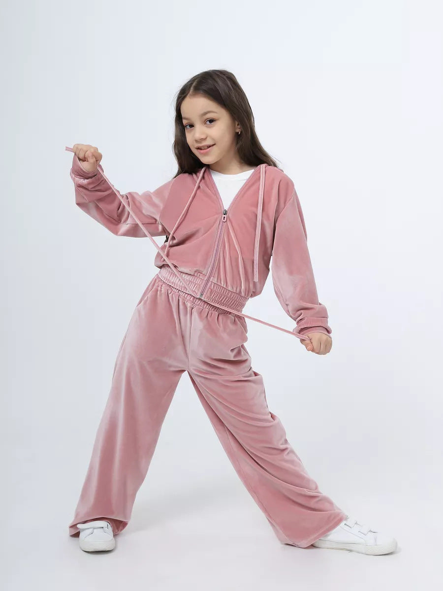 Dame Fleece Loungewear Sett med Hette og Høy Midje Skjora