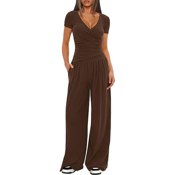 Dame Elegant Innpakking Jumpsuit med vid ben og stilige detaljer Skjora