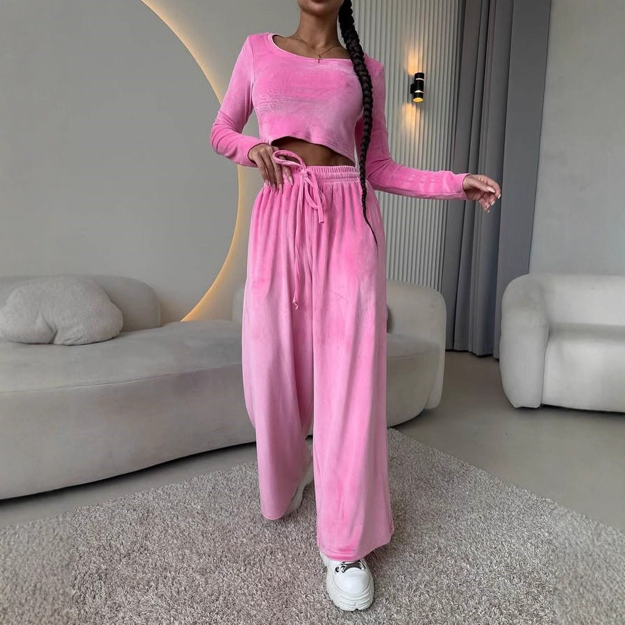 Women's cropped top and wide leg trousers set Skjora