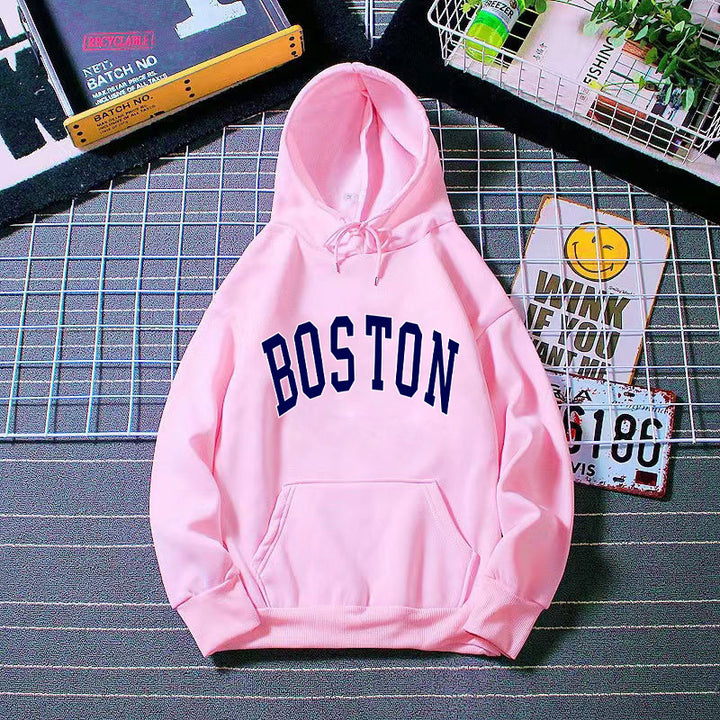 Dame hettegenser med klassisk Boston-print Skjora