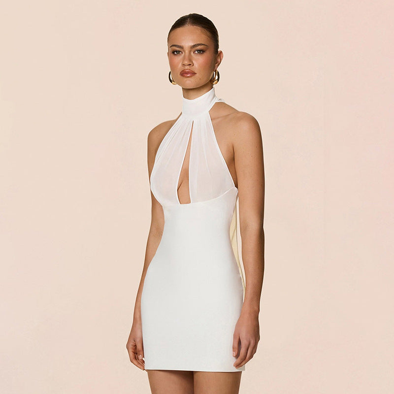 Damer Stilig Minikjole med høy krage og elegante cut-outs Skjora