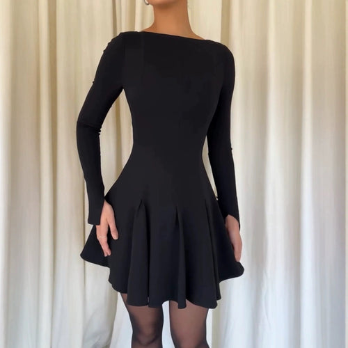 Damer Elegant Mini Kjole med Uten Ermer Design og Svingende Kant