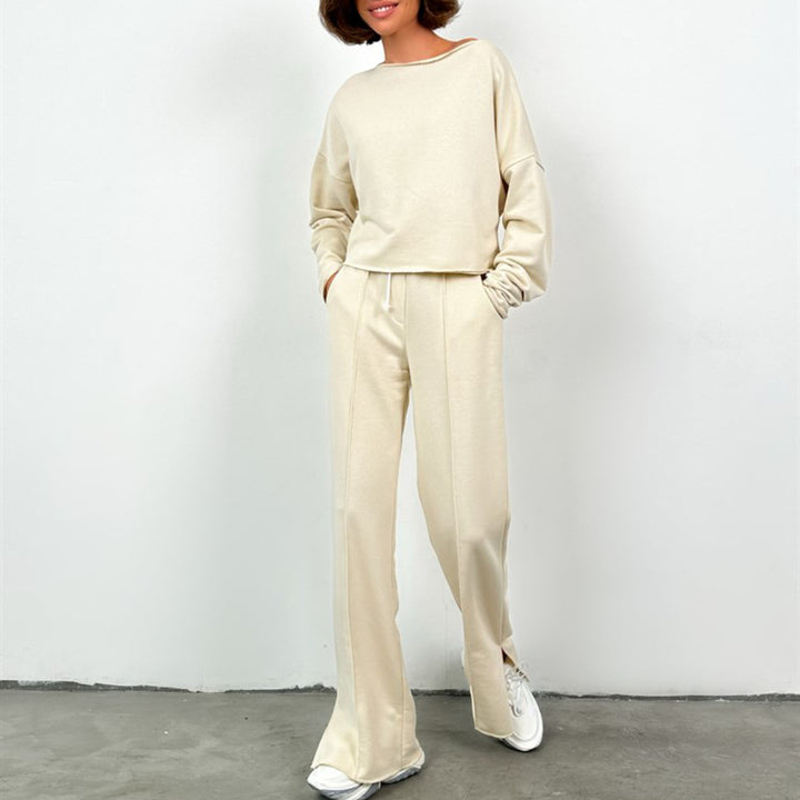 Dame avslappet joggedress med cropped topp og vide bukser Skjora