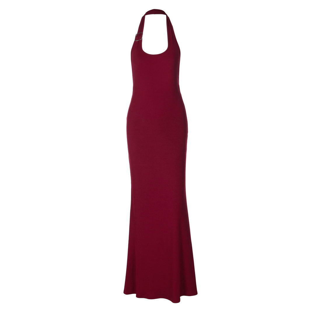 Dame Elegant Maxikjole med Halterneck og tettsittende design Skjora