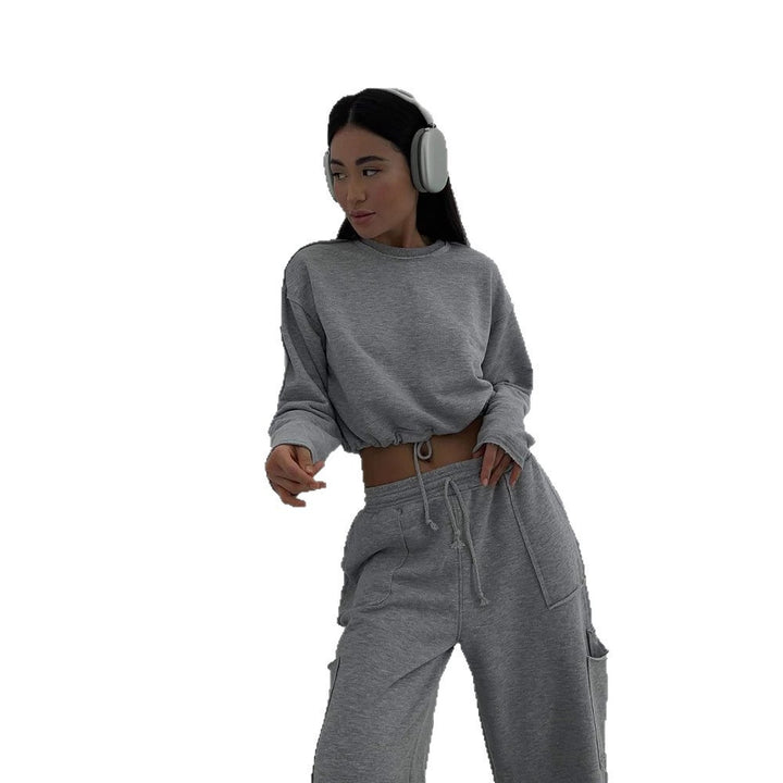 Kvinnelig tilfeldig cropped sweatshirt med elastisk linning Skjora