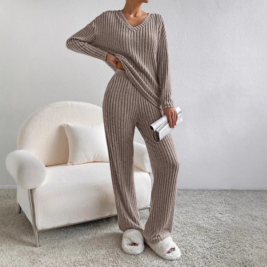 Kvinnenes avslappede loungewear-sett med ribbet tekstur Skjora