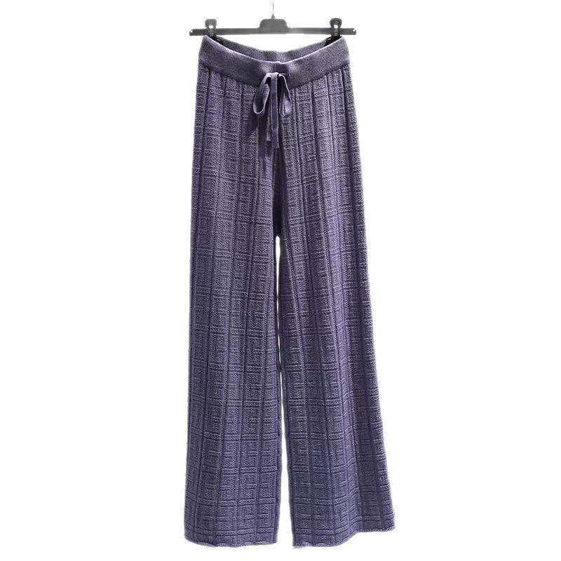 Women's loose summer trousers with elastic waist and fixed stripe pattern Skjora
